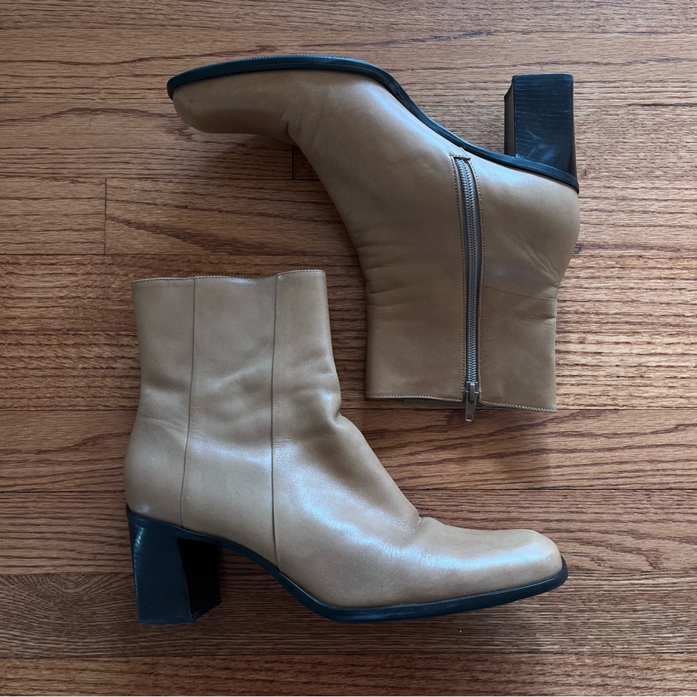 Vintage Gianni Bini Genuine Leather Square Toed Ankle Boots 11